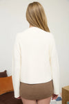 Cream Mock Neck Sweater with Pocket Detail