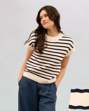 Stripe Crew Neck Knit Pullover