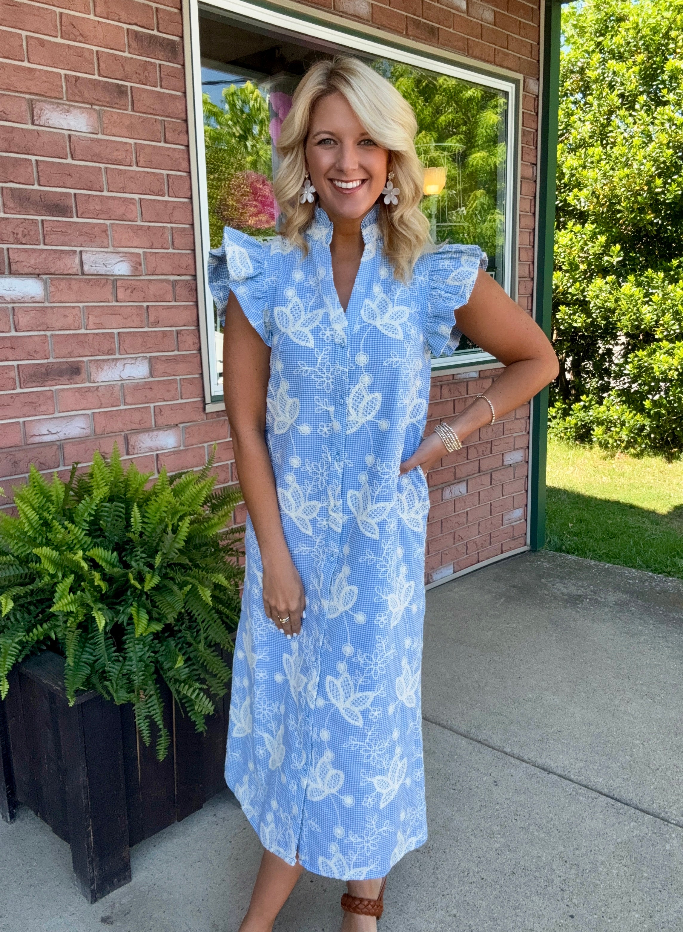 Blue Embroidered Detail Midi Dress – Jaded Layne Boutique