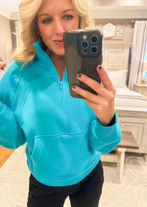 Turquoise 1/4 Zip Pullover