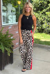 Leopard Print Pant with Red Detail