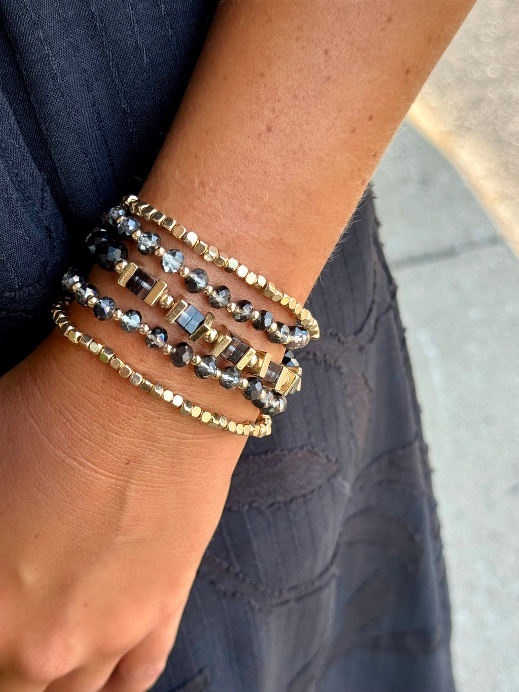 Black & Gold Beaded Set