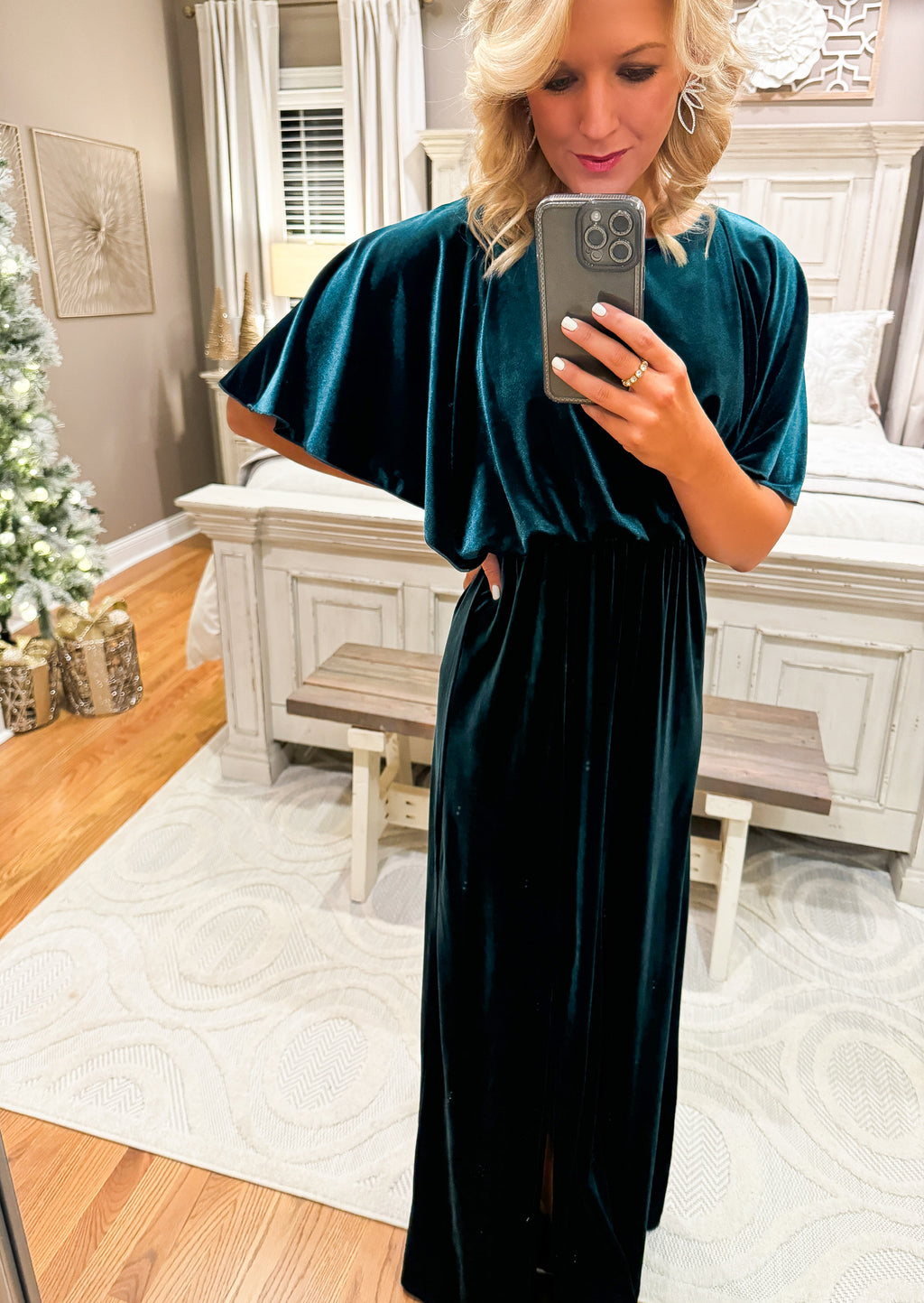 Forest Green Velvet Maxi Dress