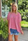 Red & White Oversized Stripe Top