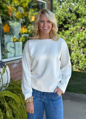 Front Seam Boat Neck Sweater