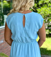 Baby Blue Jumpsuit with Tie Front