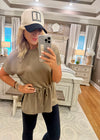 Drop Shoulder Top with Cinched Waist Detail