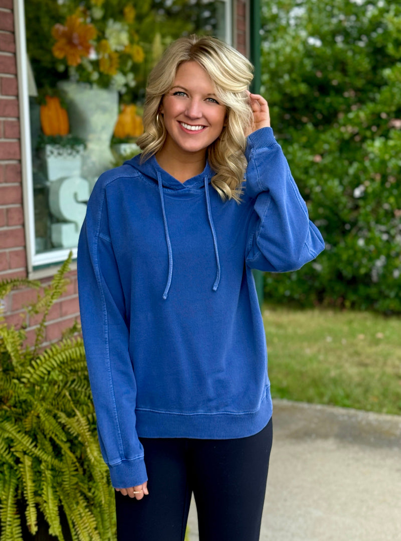 Washed Navy Hooded Pullover