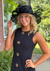 Black Fitted Dress with Gold Button Details