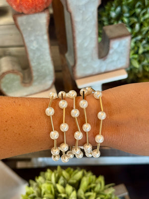Pearl & Gold Stretch Bracelet Set
