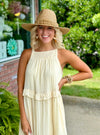 Cream Ruffle Tiered Midi Dress