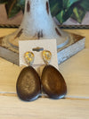 Brown Wood Dangle Statement Earring