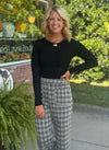 Plaid Pull On Pant with Pocket Detail