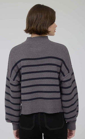 Grey & Navy Mock Neck Sweater