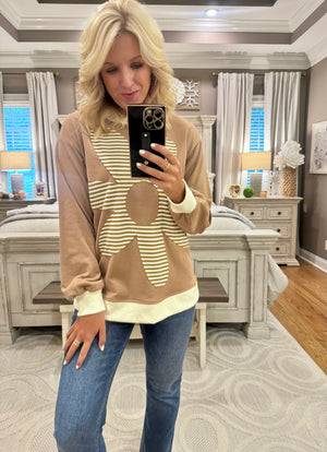 Stripe Floral Patch Top