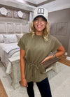 Drop Shoulder Top with Cinched Waist Detail
