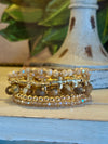 Gold Cross & Neutral Bead Bracelet Set