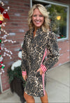 Leopard Dress with Stripe Contrast Detail