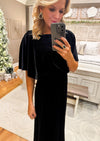 Black Velvet Maxi Dress with Side Slit