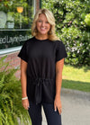 Black Drawstring Tunic Top