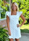 White Quilted Button Down Dress