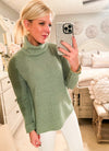 Sage Waffle Knit Pullover Sweater