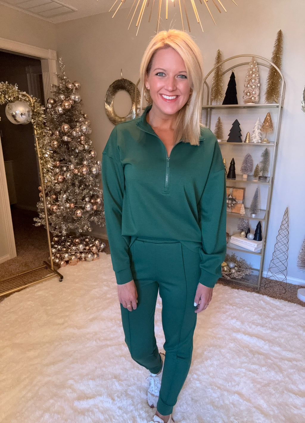 Dark Green Scuba Half Zip & Jogger SET