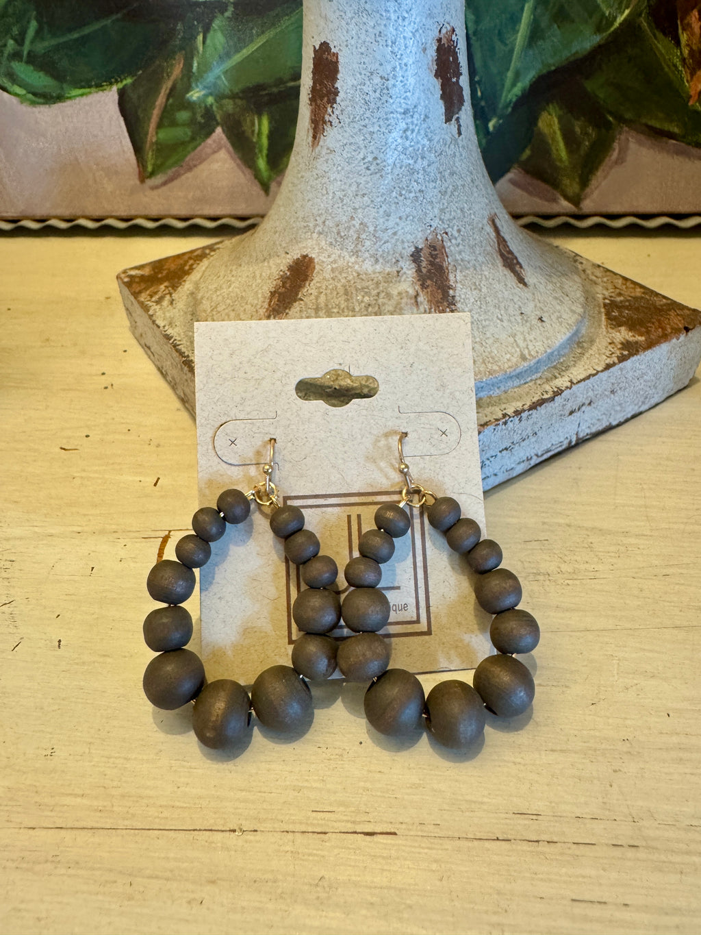 Dark Brown Beaded Earring