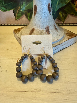 Dark Brown Beaded Earring