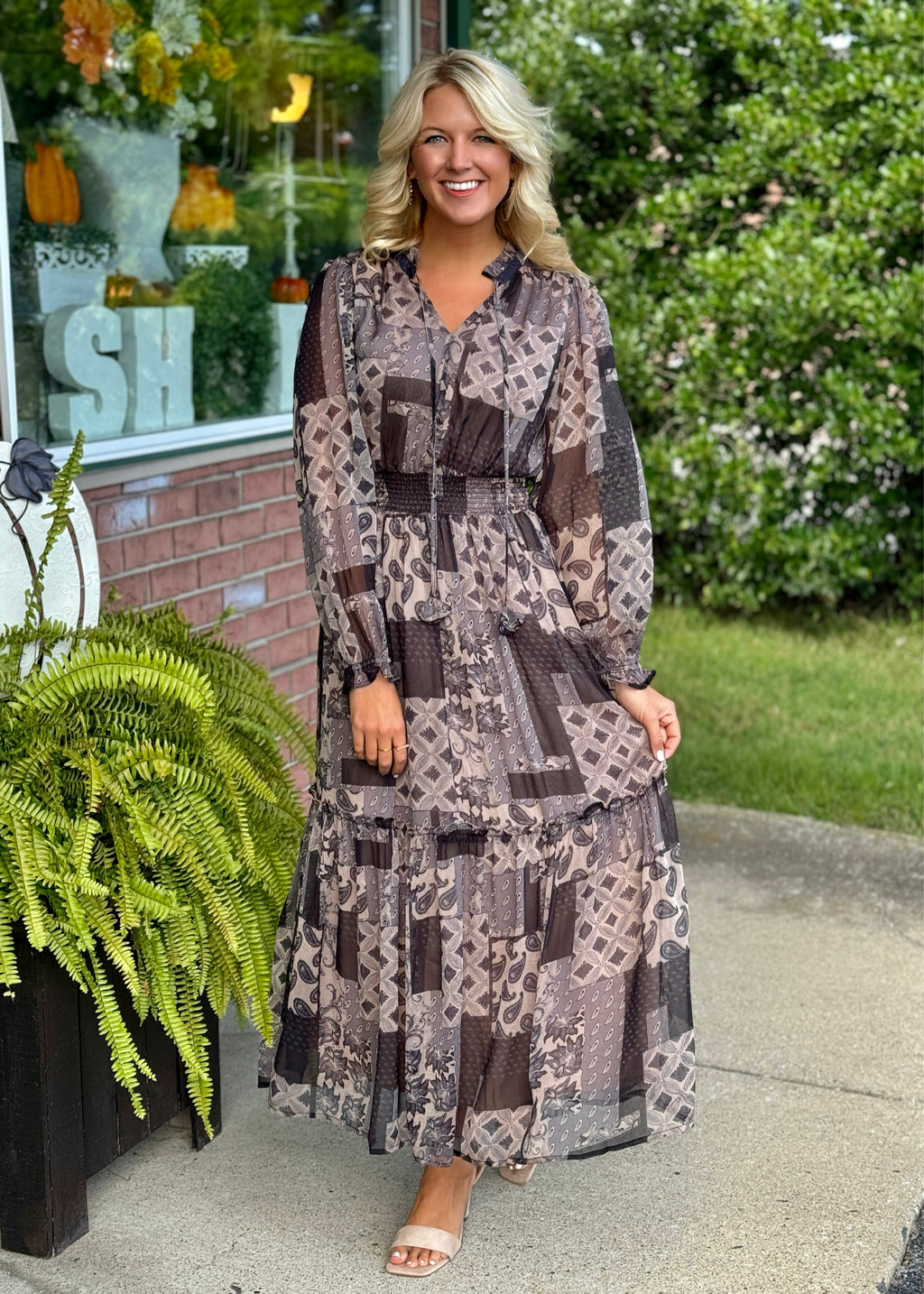 Multi Print Midi Dress