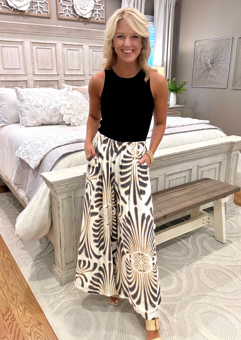 Printed Wide Leg Pant