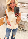 Sleeveless Sweater Vest with Gold Button Detail