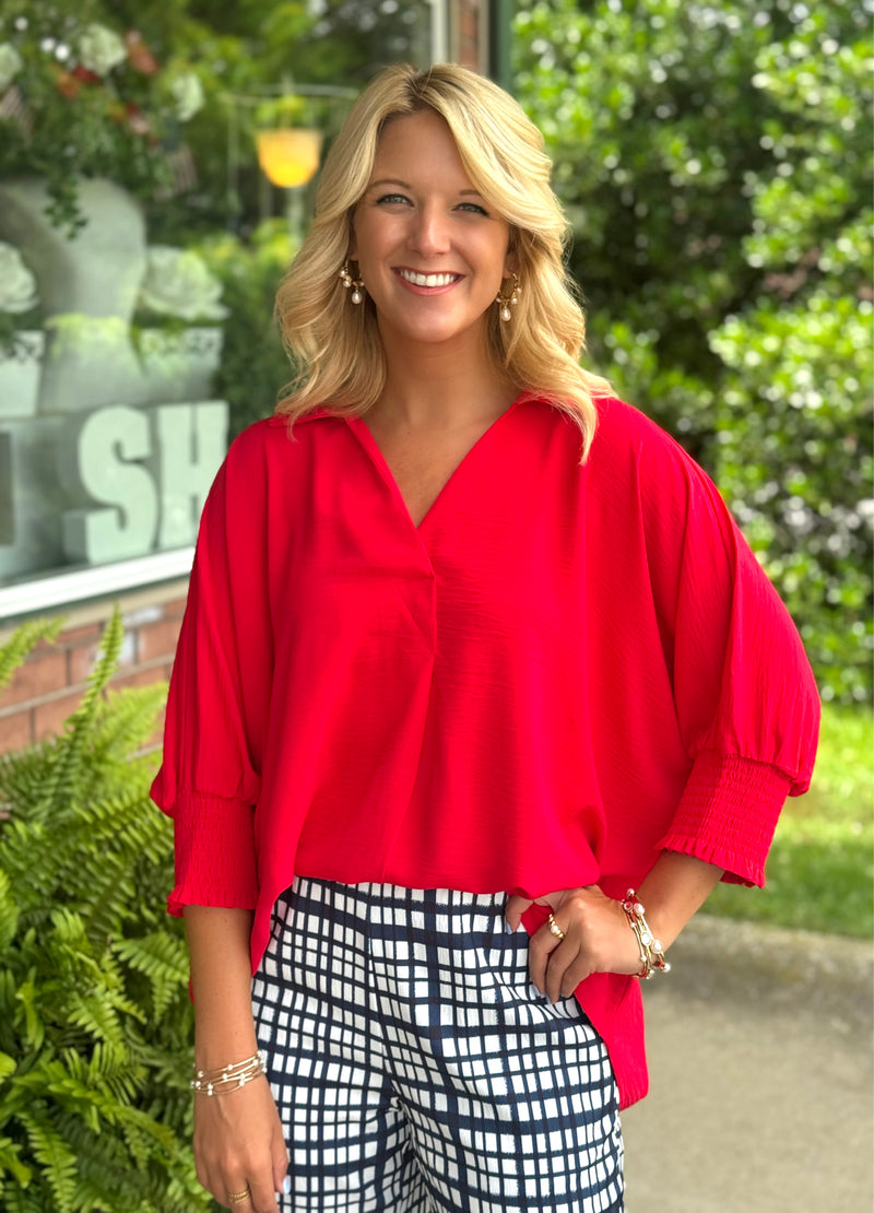 Red Oversized Tunic Top