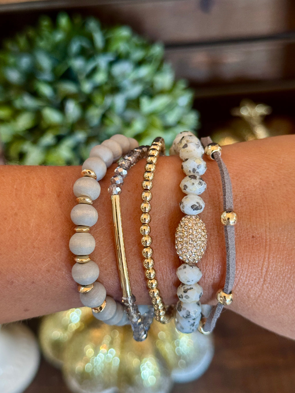 Grey & Gold Bracelet Set