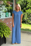 Denim Blue Waffle Knit Wide Leg Jumpsuit