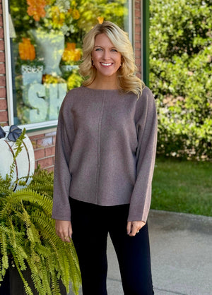 Front Seam Boat Neck Sweater