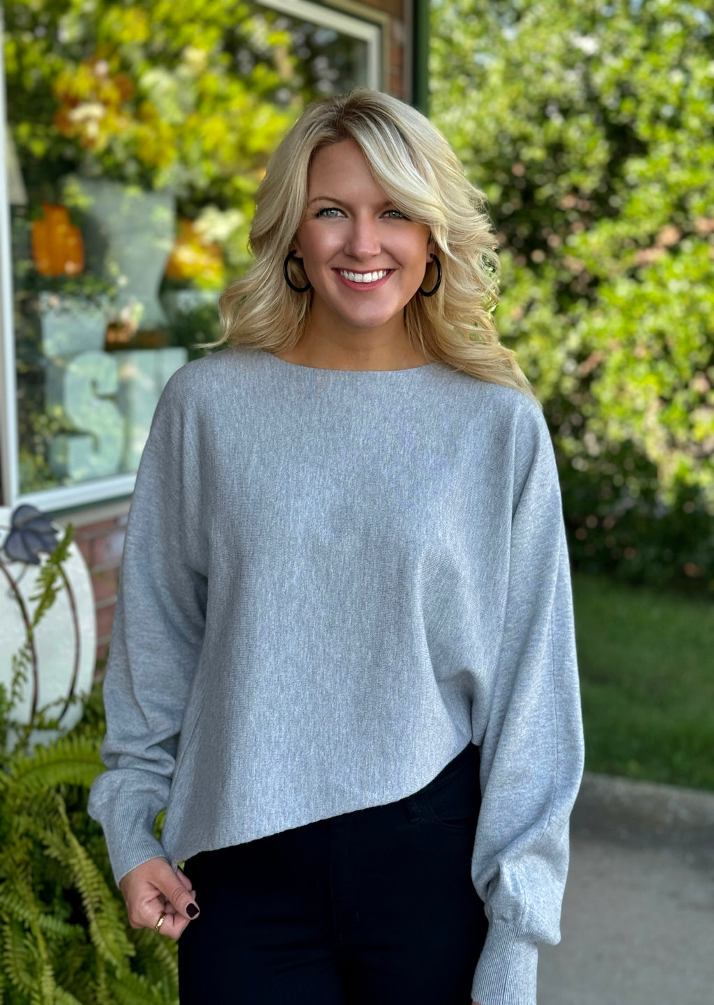 Grey Asymmetrical Hem Sweater