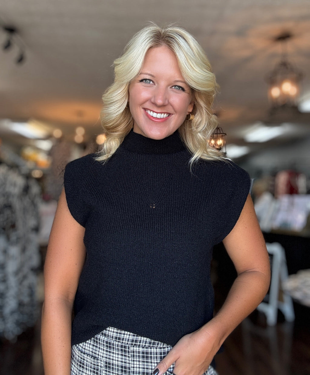 Black Sweater Vest Top