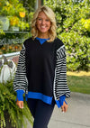 Oversized Tunic Top with Colorblock & Stripe Detail