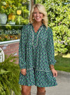 Printed Corduroy Ruffle Dress