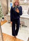 Navy Knit Sweater Top and Pant SET