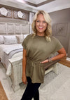 Drop Shoulder Top with Cinched Waist Detail
