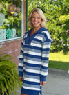 Blue Stripe Zipper Dress