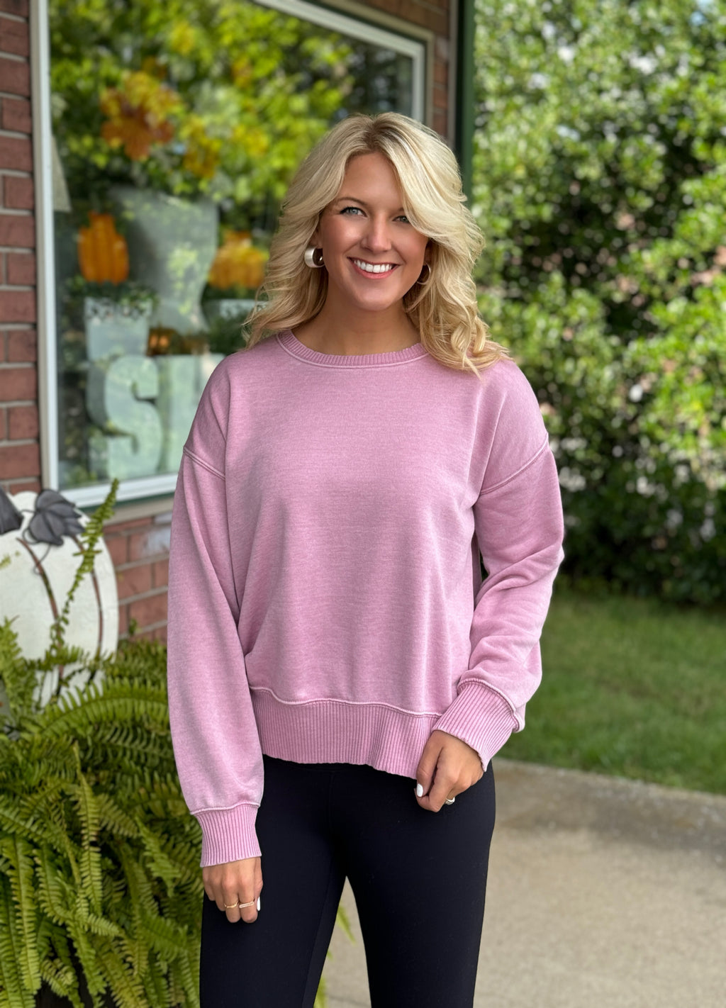 Light Pink Washed Cropped Sweatshirt