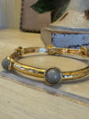 Grey & Gold Beaded Stretch Bracelet