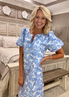 Blue Flower Jacquard Dress