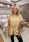 Drop Shoulder Top with Cinched Waist Detail