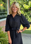 Black on Black Floral Midi Dress