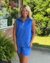 Blue Textured Sleeveless Top & Short SET