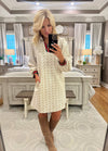 Geo Print Dress with Stripe Contrast Accent